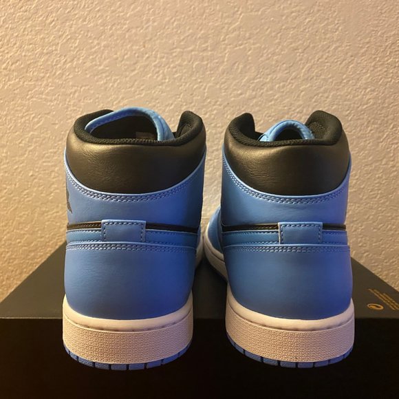 Air Jordan 1 Mid University Blue Black Lifestyle Casual Shoes DQ8426-401 Size 14 - Picture 4 of 7